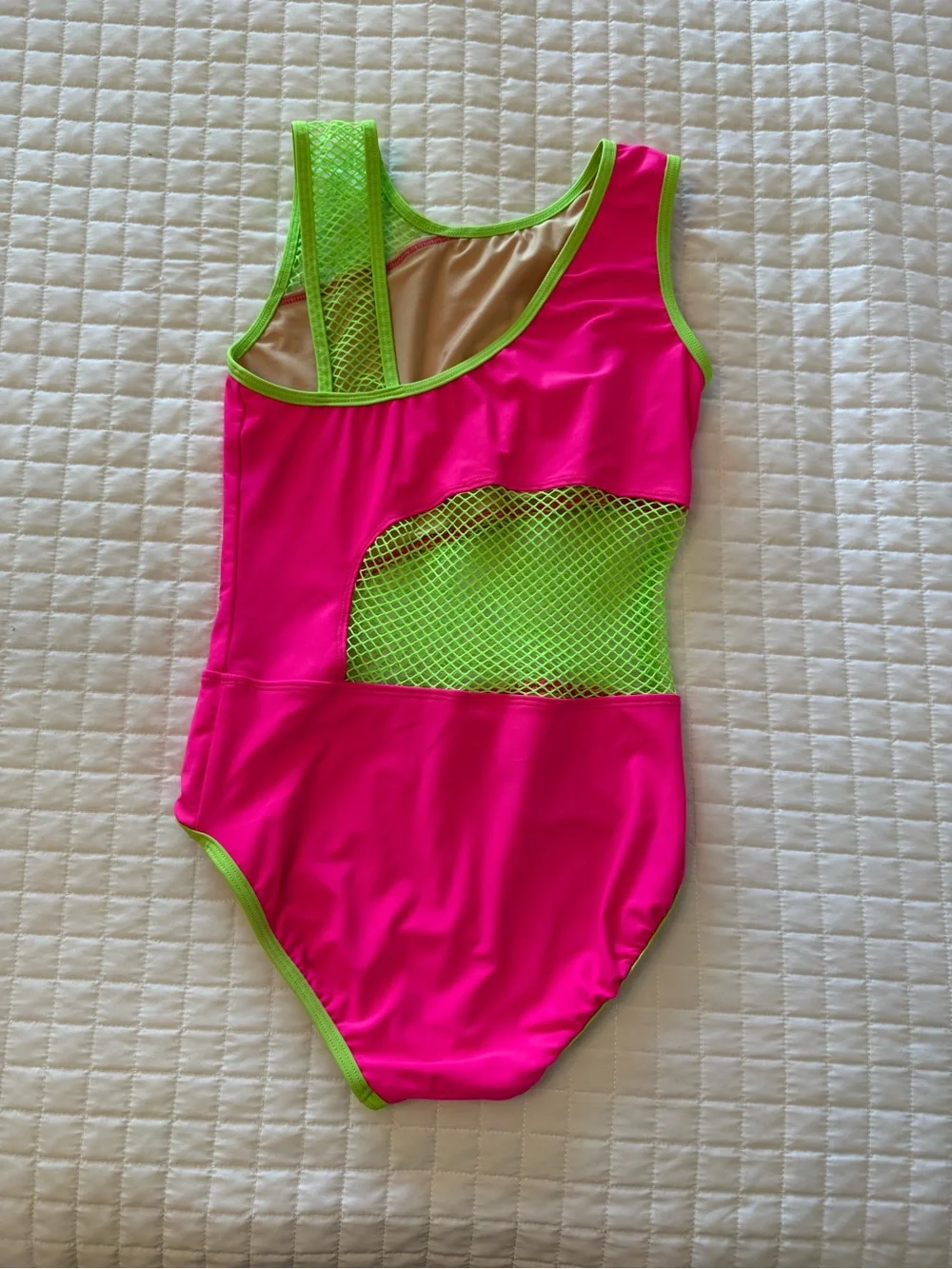 Girls' Neon Pink and Lime Green Dance Leotard